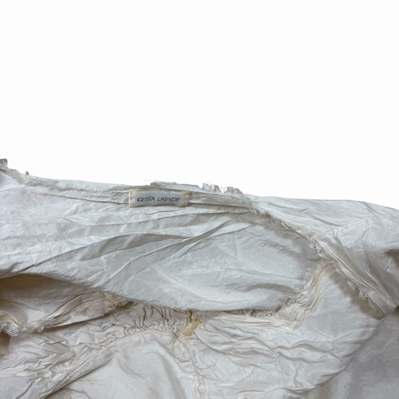 Krista Larson 100% Silk Cream Ivory Shirt Blouse OS Made in USA - Picture 3 of 16